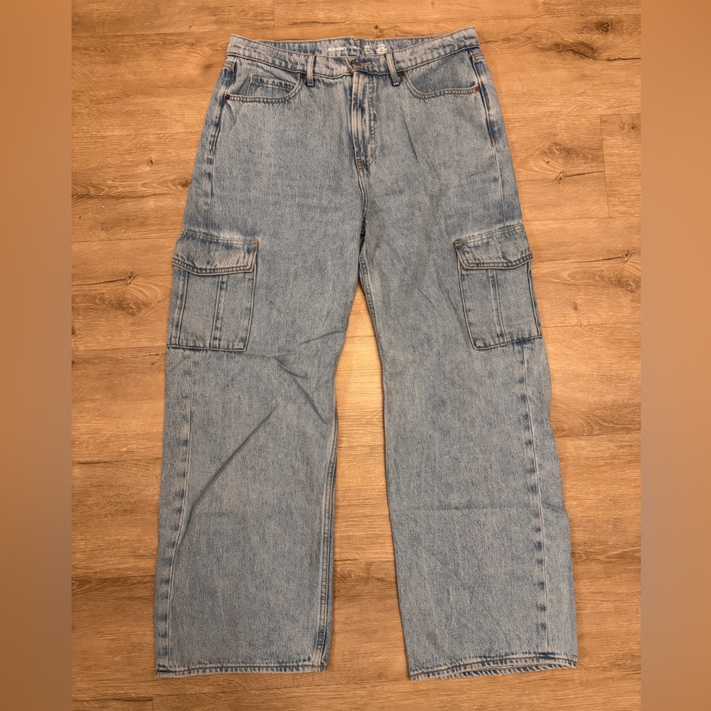 Old Navy Denim Cargo Wide Leg Jeans